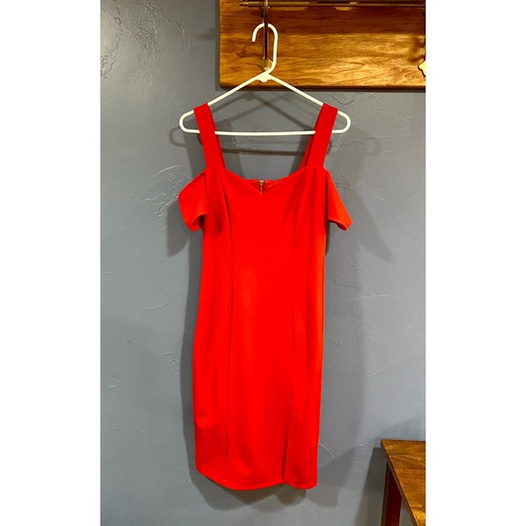 Bisou-Bisou Red Midi Body-con Cocktail Dress Size 10 - Picture 3 of 10